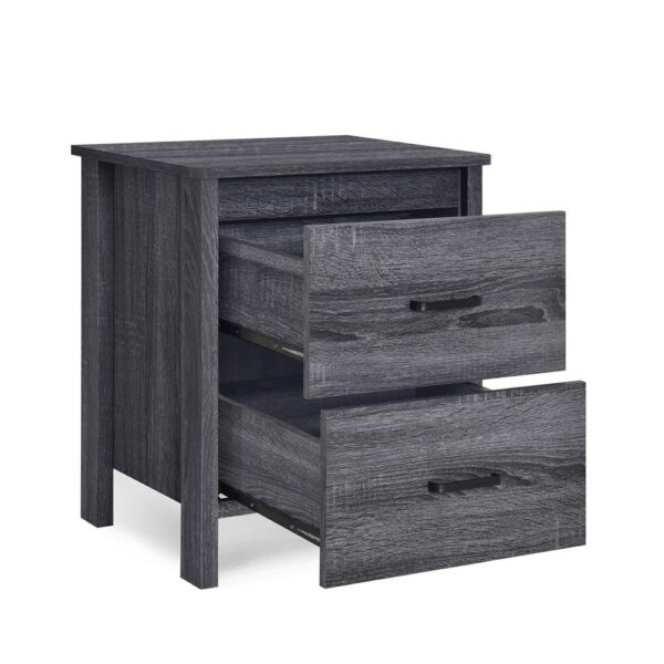 Nightstand Dresser, 2 Storage Drawers, 23 Inch, Modern Dark Gray