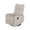 Manual Recliner Chair, Glider and Swivel Mechanism, Beige Fabric