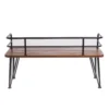 Zoe Outdoor Bench, Industrial Metal Frame, 48 Inch Brown Acacia Wood