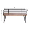 Zoe Outdoor Bench, Industrial Metal Frame, 48 Inch Brown Acacia Wood