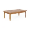 Gail Outdoor Ottoman and Coffee Table Set, Brown Acacia Wood, Gray