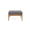 Gail Outdoor Ottoman and Coffee Table Set, Brown Acacia Wood, Gray