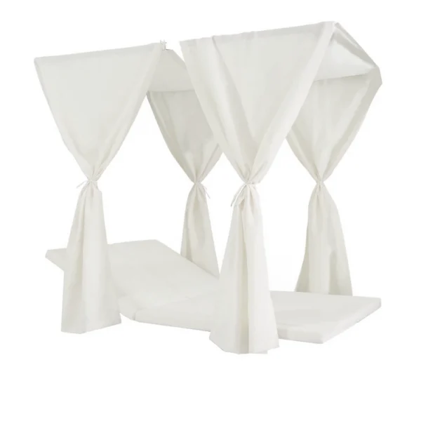 Yavi Outdoor Daybed Curtain and Cushion Set, Cream Waterproof Fabric