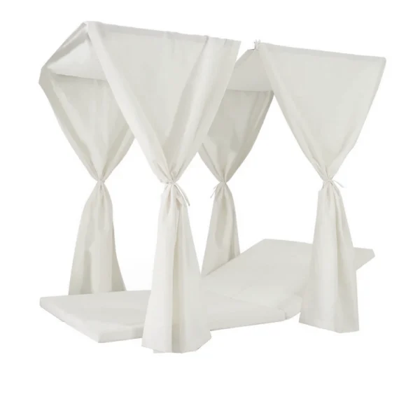 Yavi Outdoor Daybed Curtain and Cushion Set, Cream Waterproof Fabric