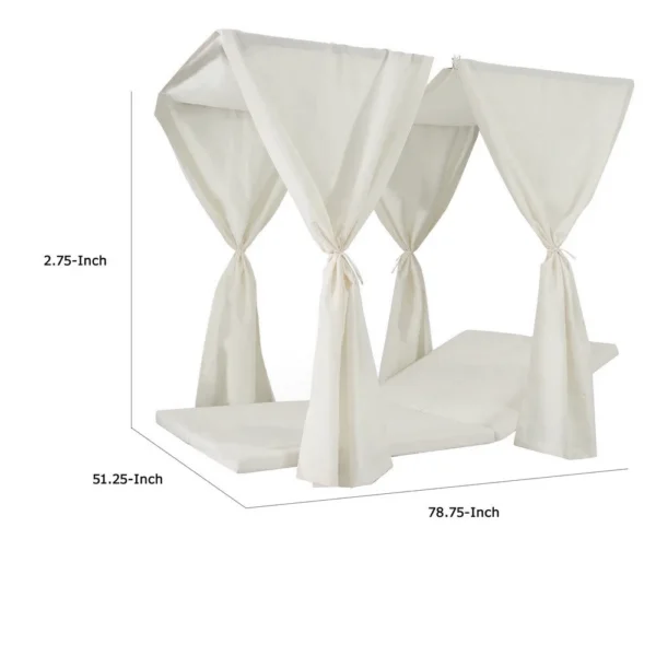Yavi Outdoor Daybed Curtain and Cushion Set, Cream Waterproof Fabric
