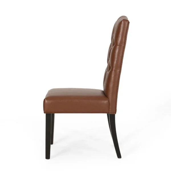 BM335304_3_3b5d158e-d585-4309-b905-7be6ad0ea58d Elona Dining Chair Set of 2, Crown Top, Brown Tufted Faux Leather