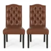 BM335304_cfb09915-68cf-4c58-a9c2-818f3f89cddf Elona Dining Chair Set of 2, Crown Top, Brown Tufted Faux Leather