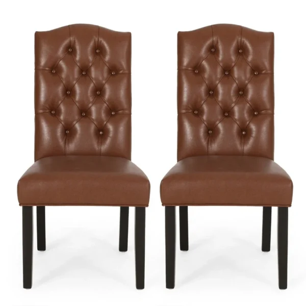 BM335304_cfb09915-68cf-4c58-a9c2-818f3f89cddf Elona Dining Chair Set of 2, Crown Top, Brown Tufted Faux Leather