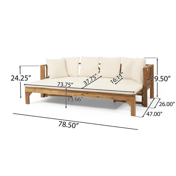 BM335327_4_61b90c4b-e622-4895-8c70-c6d68b212733 Outdoor Daybed Sofa, 79 Inch, Brown Acacia Wood Frame, Cream Cushions