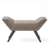 Vibe Ottoman Bench, Tufted Gray Fabric, 36 Inch, Nailhead Trim