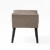 Vibe Ottoman Bench, Tufted Gray Fabric, 36 Inch, Nailhead Trim