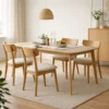 BM335331_8 Dining Table, 59 Inch Natural Walnut Brown Rectangular, Tapered Legs