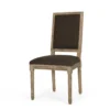 Kevin Dining Chair Set of 2, Brown Fabric Padded Seat, Natural Wood