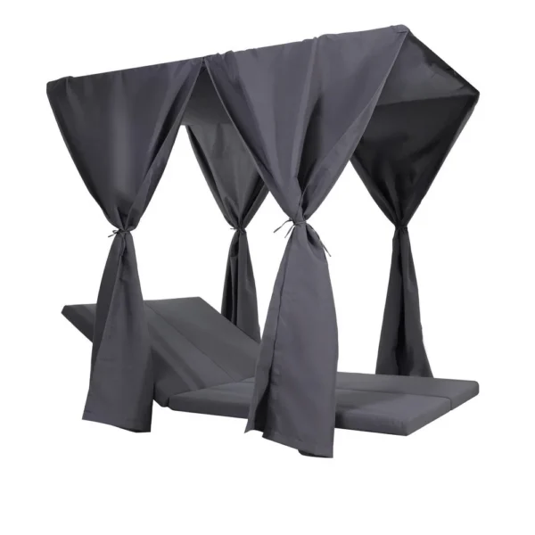 Yavi Outdoor Cushion and Curtains for Daybed, Dark Gray Fabric 79 Inch