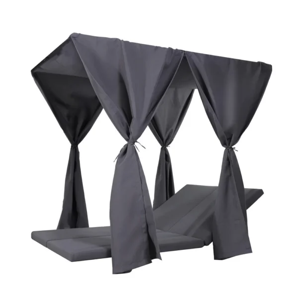 Yavi Outdoor Cushion and Curtains for Daybed, Dark Gray Fabric 79 Inch