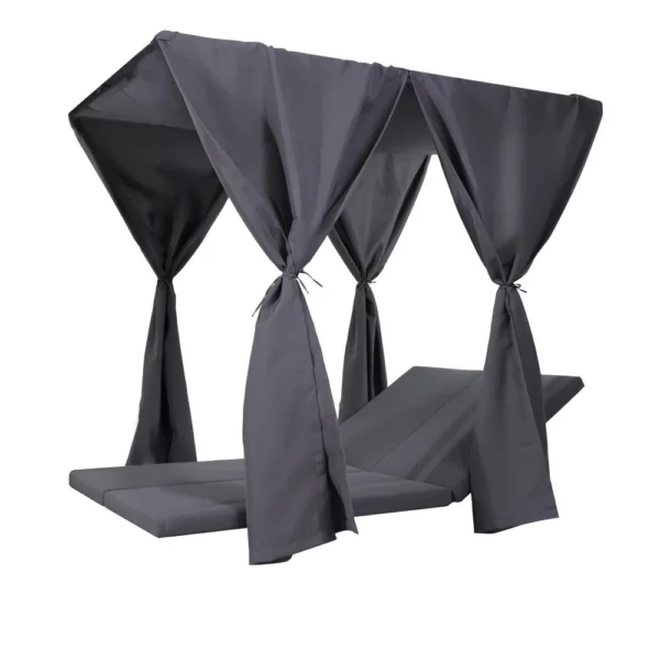 Yavi Outdoor Cushion and Curtains for Daybed, Dark Gray Fabric 79 Inch