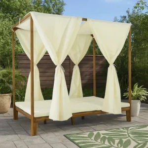 BM335361_5 Yavi Outdoor Daybed, Brown Wood, Cream Waterproof Fabric, 79 Inch