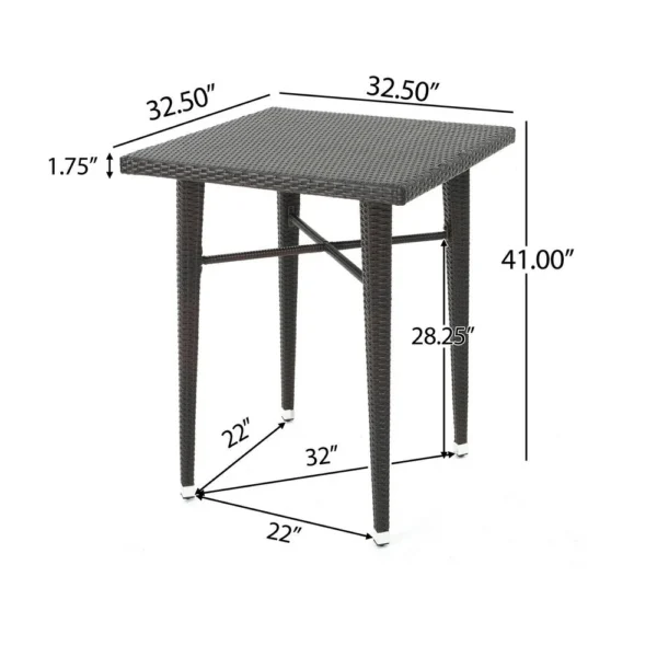 BM335384_4_a292c31b-ef5f-4d34-8e3b-f87c64800d0a Outdoor Bar Table, 33 Inch Square Top, Dark Brown Rattan Woven