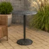 BM335385_6 Outdoor Bar Table, 35 Inch Round Carved Top, Antique Bronze Aluminum