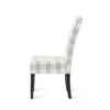 Cini Dining Side Chair Set of 2, Gray Plaid Fabric, Black Wood Legs