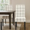Cini Dining Side Chair Set of 2, Gray Plaid Fabric, Black Wood Legs