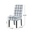 Cini Dining Side Chair Set of 2, Blue Cream Fabric, Black Wood Legs