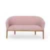 Fery Loveseat, Blush Pink Fabric Channel Stitched Back, Brown 55 Inch