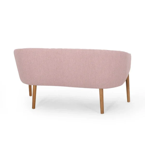 Fery Loveseat, Blush Pink Fabric Channel Stitched Back, Brown 55 Inch