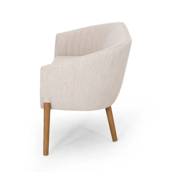 Fery Loveseat, Beige Fabric Channel Stitched Back, Brown Wood 55 Inch