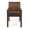 Alison Outdoor Dining Arm Chair Set of 2, Slatted Brown Acacia Wood