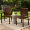 Alison Outdoor Dining Arm Chair Set of 2, Slatted Brown Acacia Wood