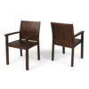 Alison Outdoor Dining Arm Chair Set of 2, Slatted Brown Acacia Wood