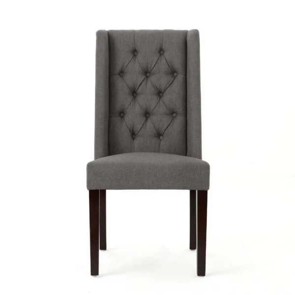 BM335441_1_719cdf92-fb7e-47a2-877e-497dc33da855 Nathan Dining Chair Set of 2, Dark Brown Wood, Tufted Gray Wingback