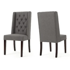 BM335441_409aa5cf-075b-4a6b-8229-c1dd14a8bed1 Nathan Dining Chair Set of 2, Dark Brown Wood, Tufted Gray Wingback