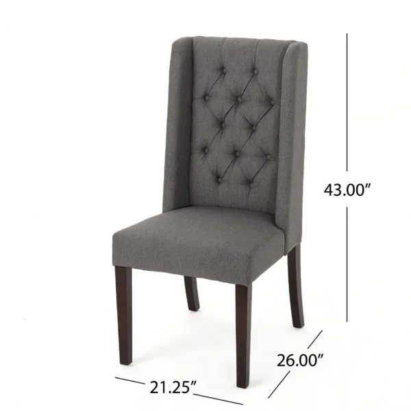 BM335441_4_2f2df0e6-c1f6-4a3a-a9b2-02437945a512 Nathan Dining Chair Set of 2, Dark Brown Wood, Tufted Gray Wingback