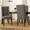 BM335441_5 Nathan Dining Chair Set of 2, Dark Brown Wood, Tufted Gray Wingback