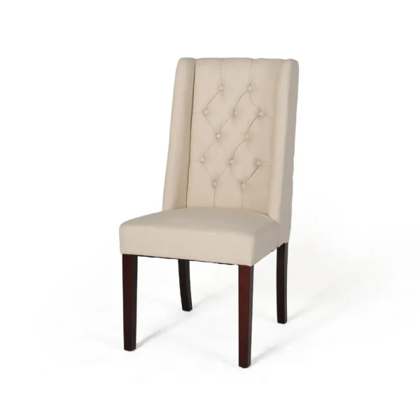 BM335442_3_0a4869f8-97cf-4304-b447-5b61f1cd597c Nathan Dining Chair Set of 2, Dark Brown Wood, Tufted Beige Wingback