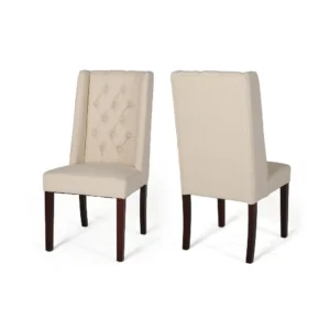 BM335442_9d6c2400-dd12-4c29-8be9-a29f78b34032 Nathan Dining Chair Set of 2, Dark Brown Wood, Tufted Beige Wingback