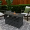 BM335462_5 Outdoor Fire Pit, Black Iron, Inner Propane Gas Tank Storage, 47 Inch