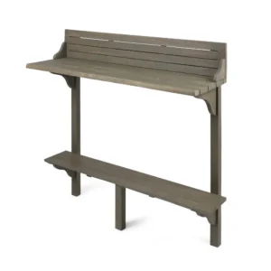Outdoor Balcony Bar Table, Slim Design Gray Wood Frame, 50 Inch
