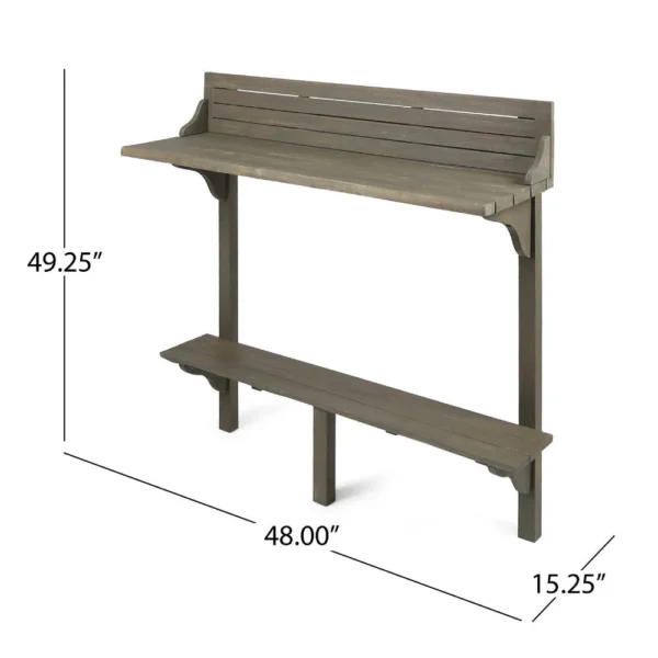 BM335472_4_203c0fbf-6725-4b32-8422-76708eb7e3a5 Outdoor Balcony Bar Table, Slim Design Gray Wood Frame, 50 Inch
