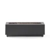 Outdoor Fire Pit, Dark Brown, Gold Iron Frame Rectangular 48 Inch