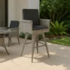 BM335476_6 Outdoor Barstool Chair, Gray Black Wicker Rattan, Polyester Cushions