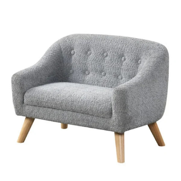 Aelia Kids Size Sofa Chair, Wood Legs, Gray Tufted Chenille 29 Inch