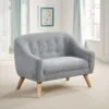 Aelia Kids Size Sofa Chair, Wood Legs, Gray Tufted Chenille 29 Inch