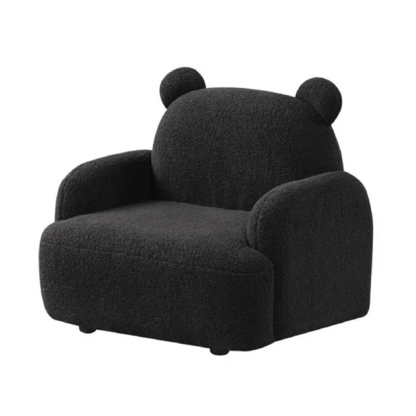 BM335487_1_46ca2440-55f8-4928-9893-ffed0ca06cb2 Raye Bear Shaped Kids Armchair with Black Legs, Black Teddy Velvet