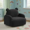 BM335487_5 Raye Bear Shaped Kids Armchair with Black Legs, Black Teddy Velvet