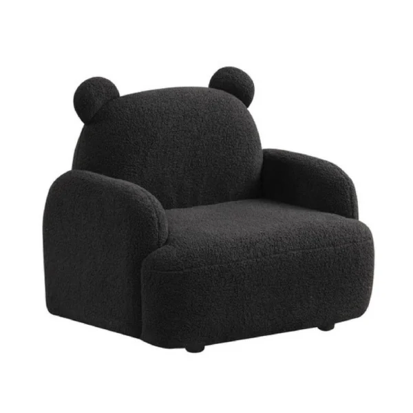 BM335487_df38454c-bda2-4299-a1b3-2173d7919bf9 Raye Bear Shaped Kids Armchair with Black Legs, Black Teddy Velvet