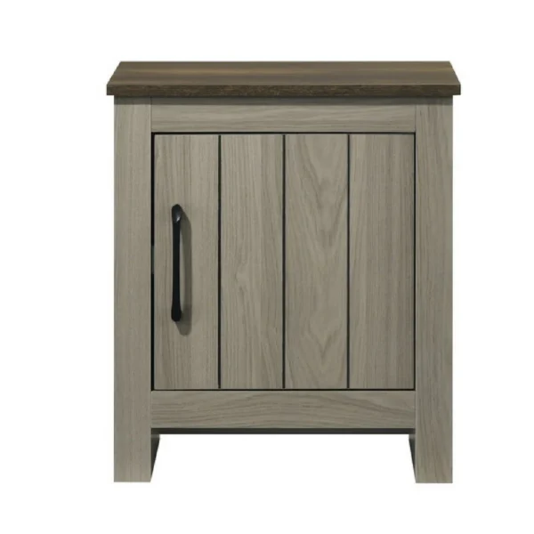 Nena End Table with Cabinet Door, Brown Wood Top, Oak Gray 22 Inch