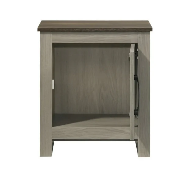 Nena End Table with Cabinet Door, Brown Wood Top, Oak Gray 22 Inch